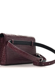Calfskin Crocodile Embossed Monogram Kate Belt Bag Burgundy