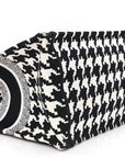 Canvas Macro Houndstooth Embroidered Medium Book Tote Black White
