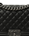 Calfskin Quilted Medium Boy Flap Black