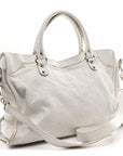 Agneau Arena Silver Hardware Medium Le City Optic White
