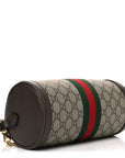 GG Supreme Monogram Textured Dollar Calfskin Web Small Ophidia Blondie Barrel shoulder Bag Beige New Acero