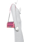 Patent Tweed Medium Boy Flap Fuchsia
