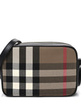 Giant Check Calfskin Small Camera Bag Black