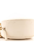 Lambskin Quilted CHNL 19 Round Clutch With Chain White