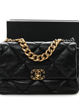 Goatskin Quilted Large CHNL 19 Flap Black