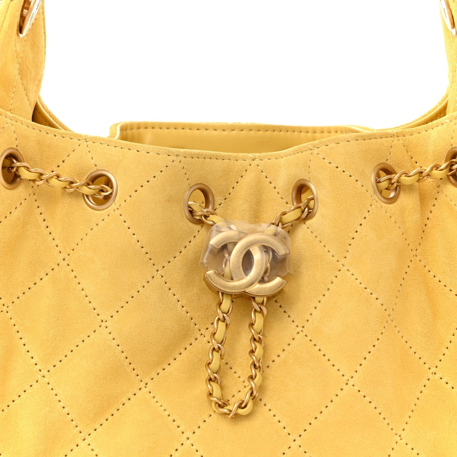 Suede Quilted Mini CHNL 25 Handbag Yellow