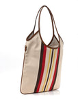 Canvas Calfskin Striped Ivy Beige Naturale Moro