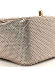 Metallic Lambskin Perforated Mini Square Flap Light Pink