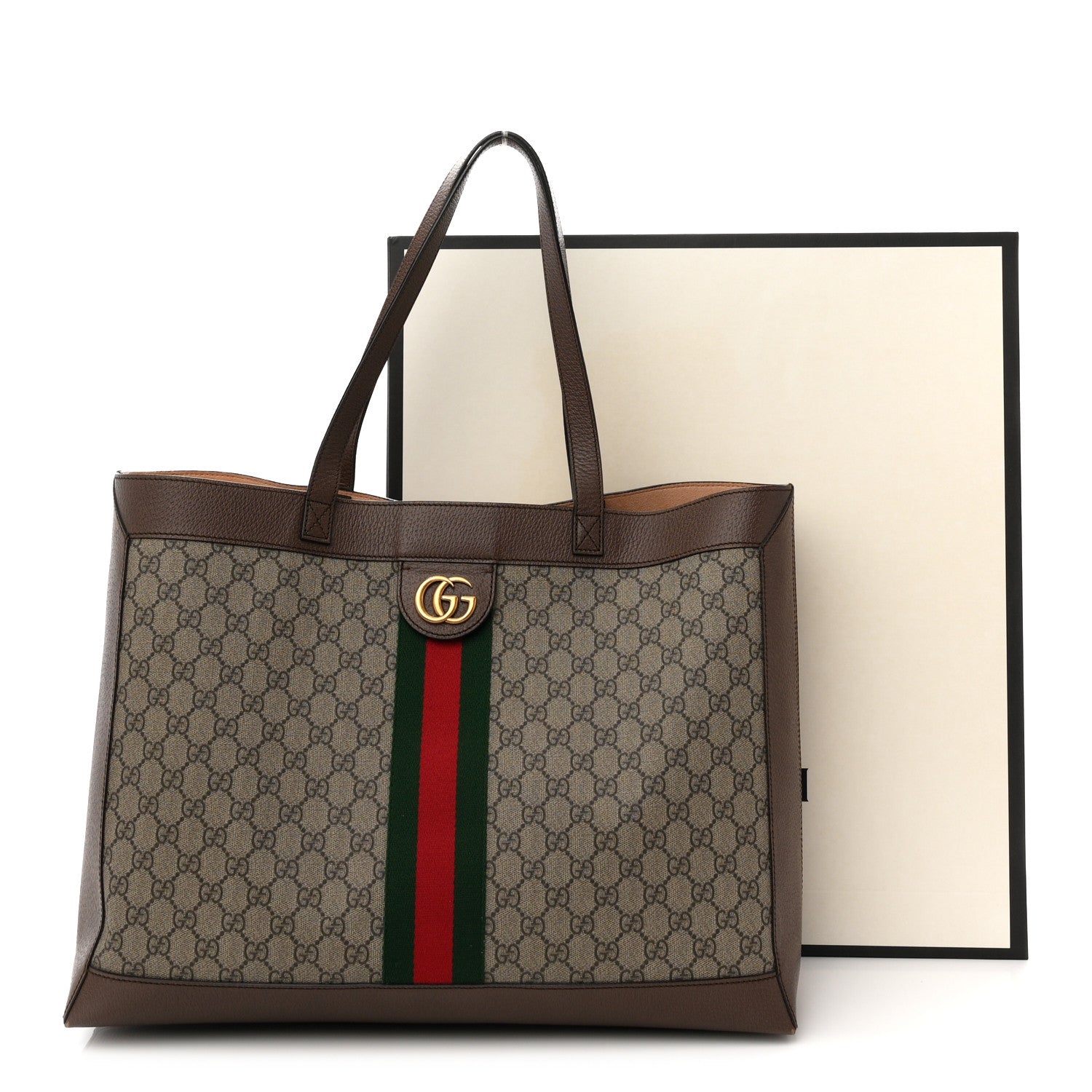 Gg Supreme Monogram Web Ophidia Tote Brown