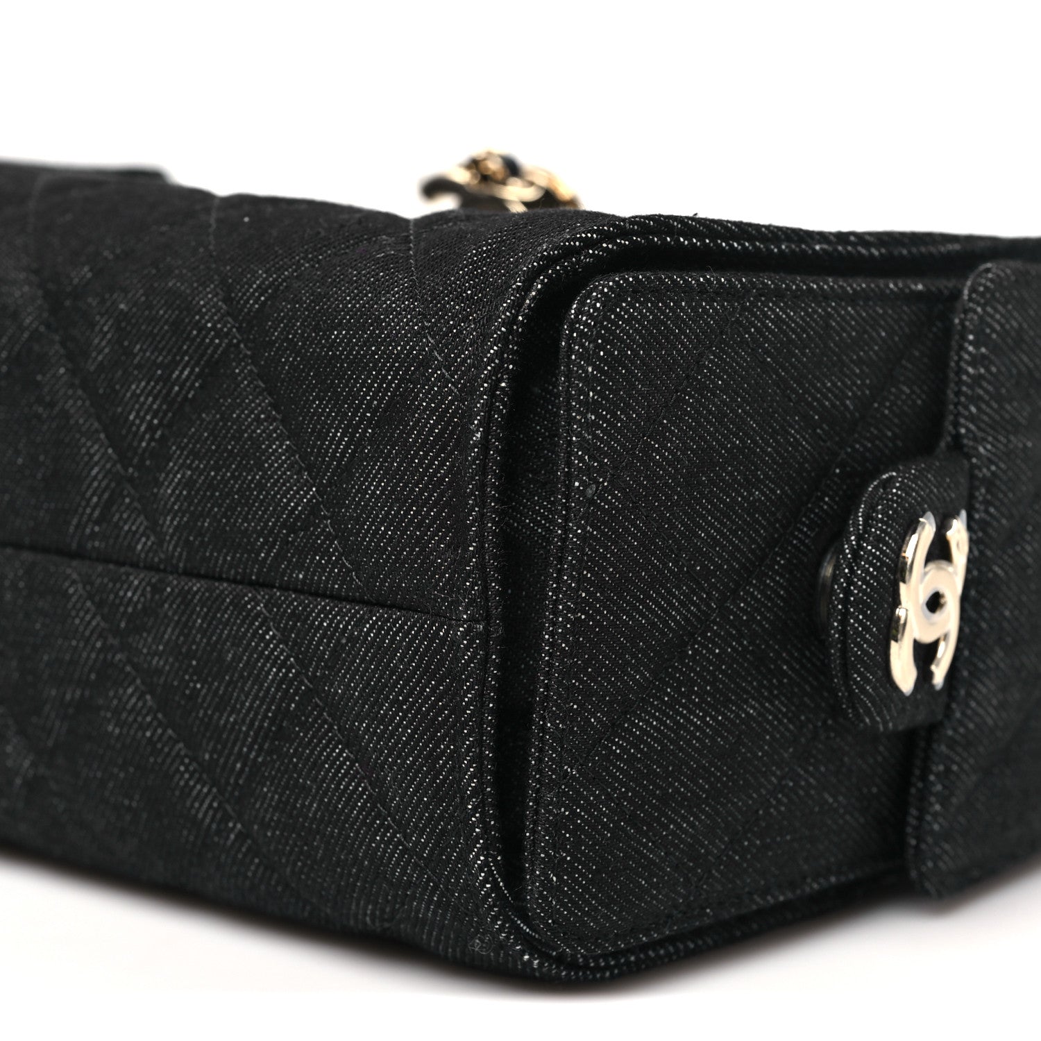 Denim Quilted Mini CHNL 25 Handbag Dark Blue