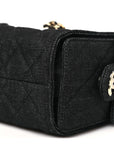 Denim Quilted Mini CHNL 25 Handbag Dark Blue