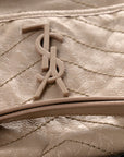 Crinkled Calfskin Matelasse Monogram Medium Niki Chain Satchel Gold Sand