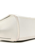 Shiny Box Calfskin Tonal B Hourglass Stretch Top Handle Bag White