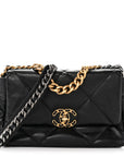 Goatskin Quilted Medium CHNL 19 Flap Black