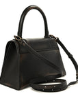 Used Calfskin Small Hourglass Top Handle Bag Brown