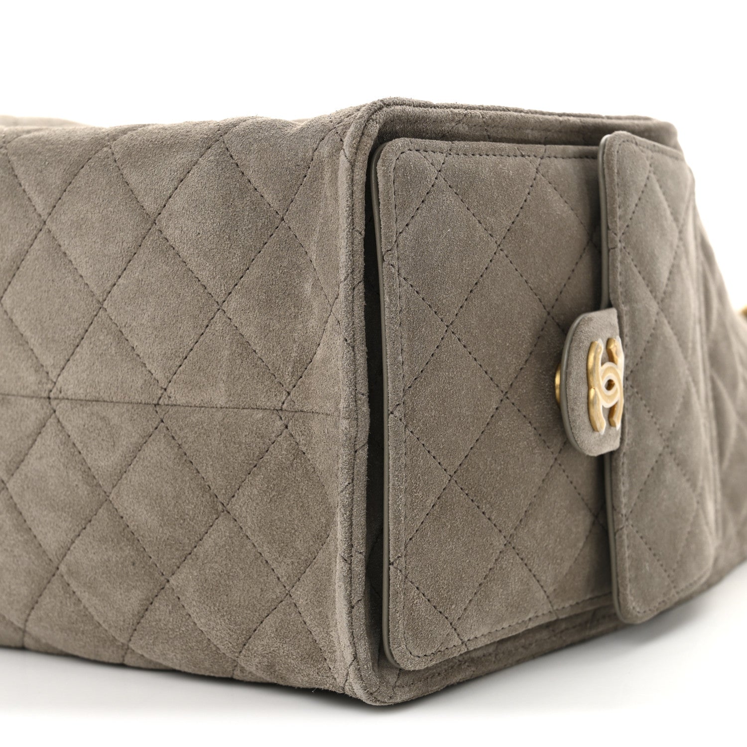 Suede Quilted Medium CHNL 25 Handbag Dark Grey