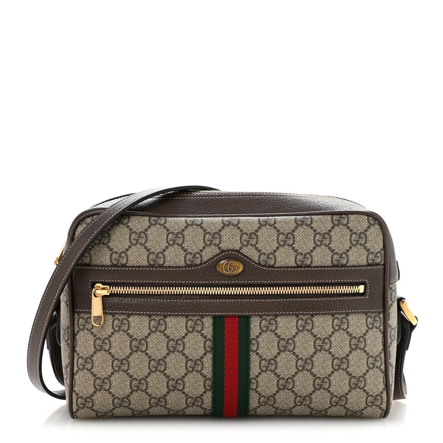 GG Supreme Monogram Web Small Ophidia Shoulder Bag Brown