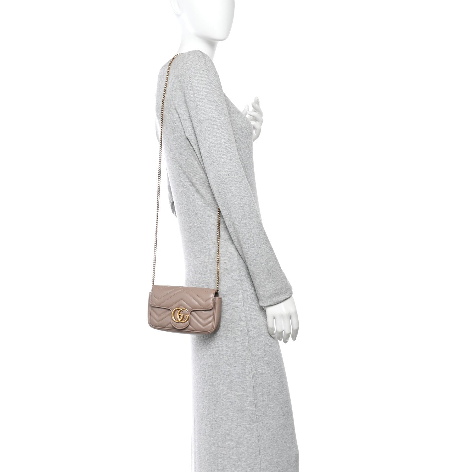 Calfskin Matelasse Super Mini GG Marmont Shoulder Bag Porcelain Rose