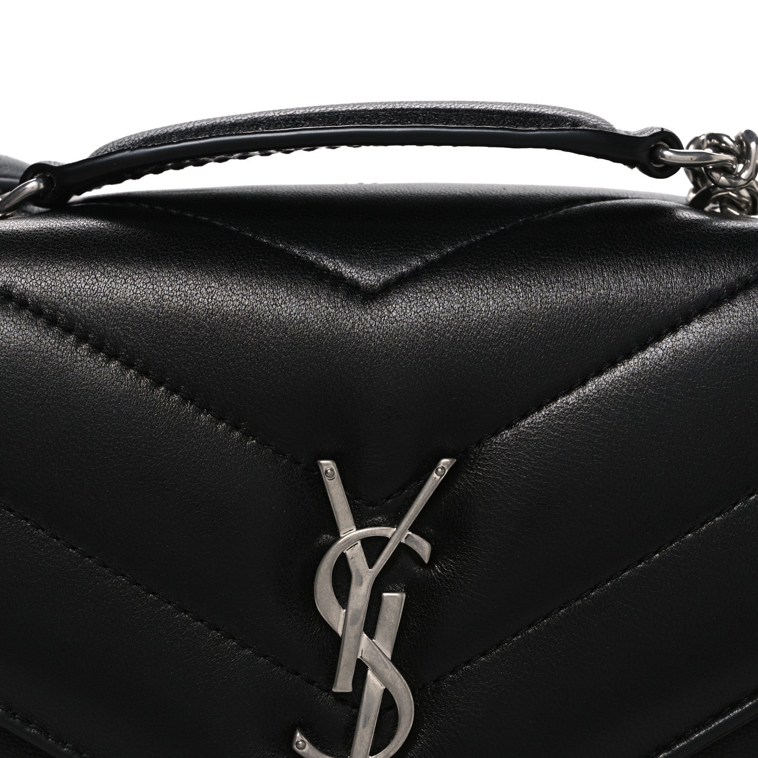 Lambskin Chevron Quilted Small LouLou Black