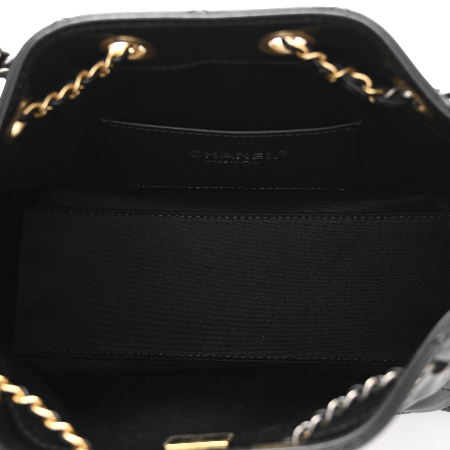Shiny Crumpled Quilted Mini CHNL 25 Handbag Black
