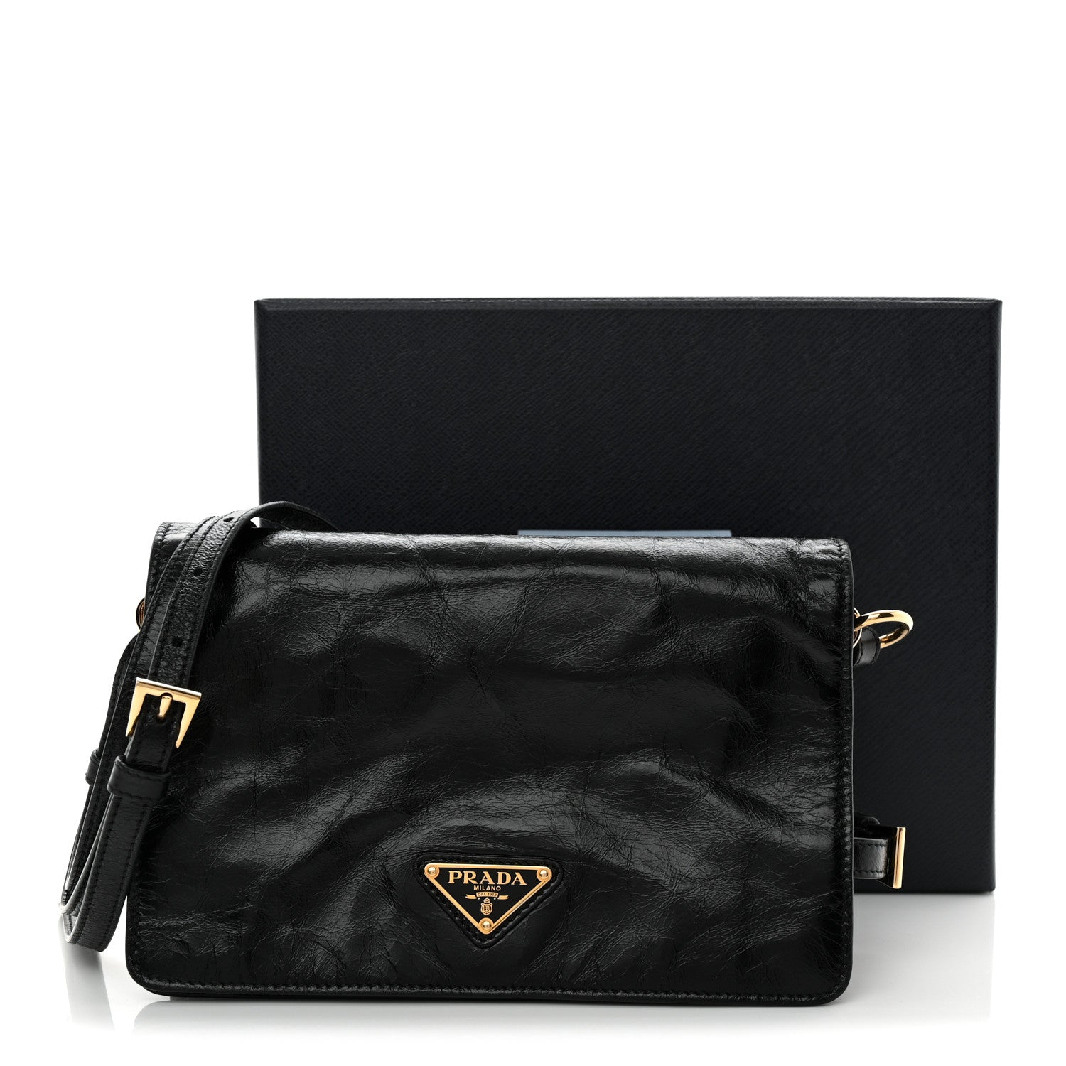 Soft Lux Calfskin Triangle Mini Shoulder Bag Black