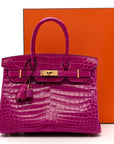 Shiny Niloticus Crocodile Birkin 30 Rose Scheherazade