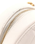 Shiny Goatskin Quilted CHNL 19 Round Clutch With Chain White