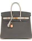 Togo Horseshoe Birkin 25 Etain Gris Perle