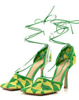 Crochet Stretch Ankle Tie Sandals 37 Kiwi Parakeet