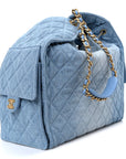 Washed Denim Quilted Medium CHNL 25 Handbag Blue