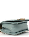 Lambskin Woven Mini Chateau Boy Flap Light Blue