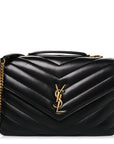 Lambskin Chevron Quilted Large LouLou Black