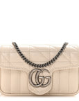 Calfskin Matelasse Aria Super Mini GG Marmont Shoulder Bag Mystic White