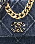 Denim Quilted CHNL 19 Wallet On Chain WOC Blue