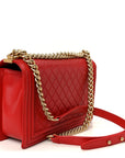 Lambskin Quilted New Medium Boy Flap Red