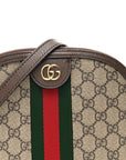 GG Supreme Monogram Textured Dollar Calfskin Web Small Ophidia Dome Shoulder Bag Beige Ebony New Acero