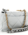Lambskin Quilted Medium CHNL 19 Flap Light Blue