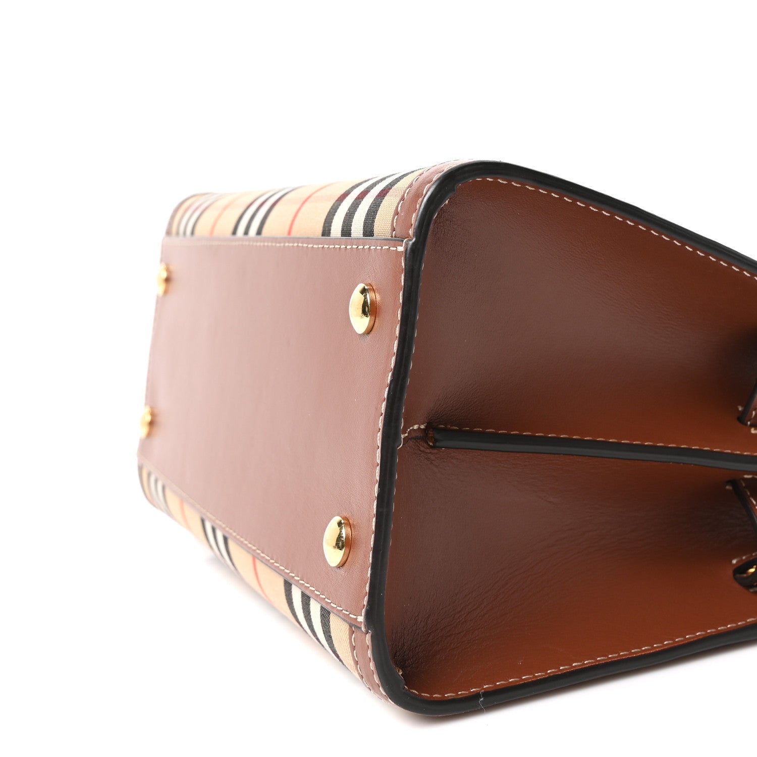 Calfskin Vintage Check Mini Two Handle Title Bag Archive Beige