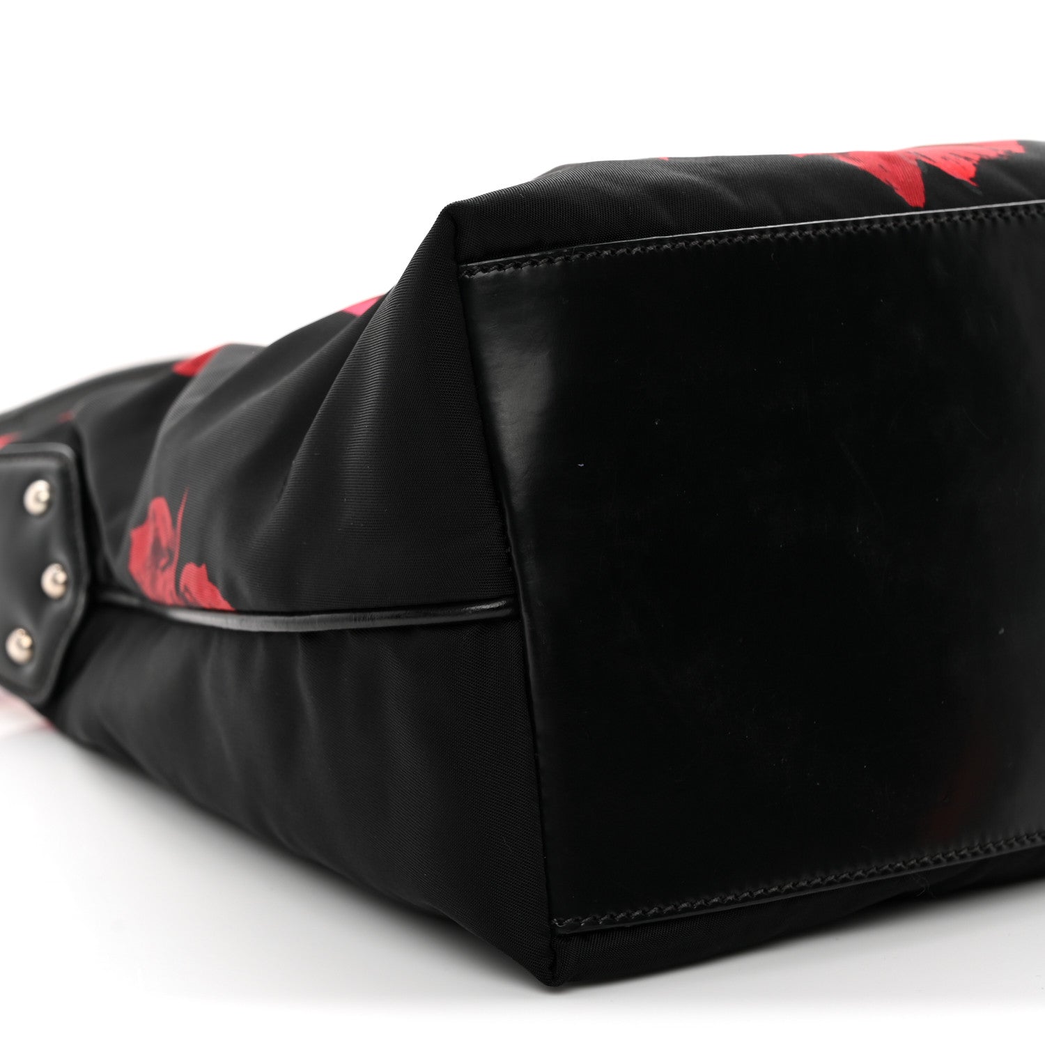 Tessuto Nylon Rose Shoulder Bag Black Rosso