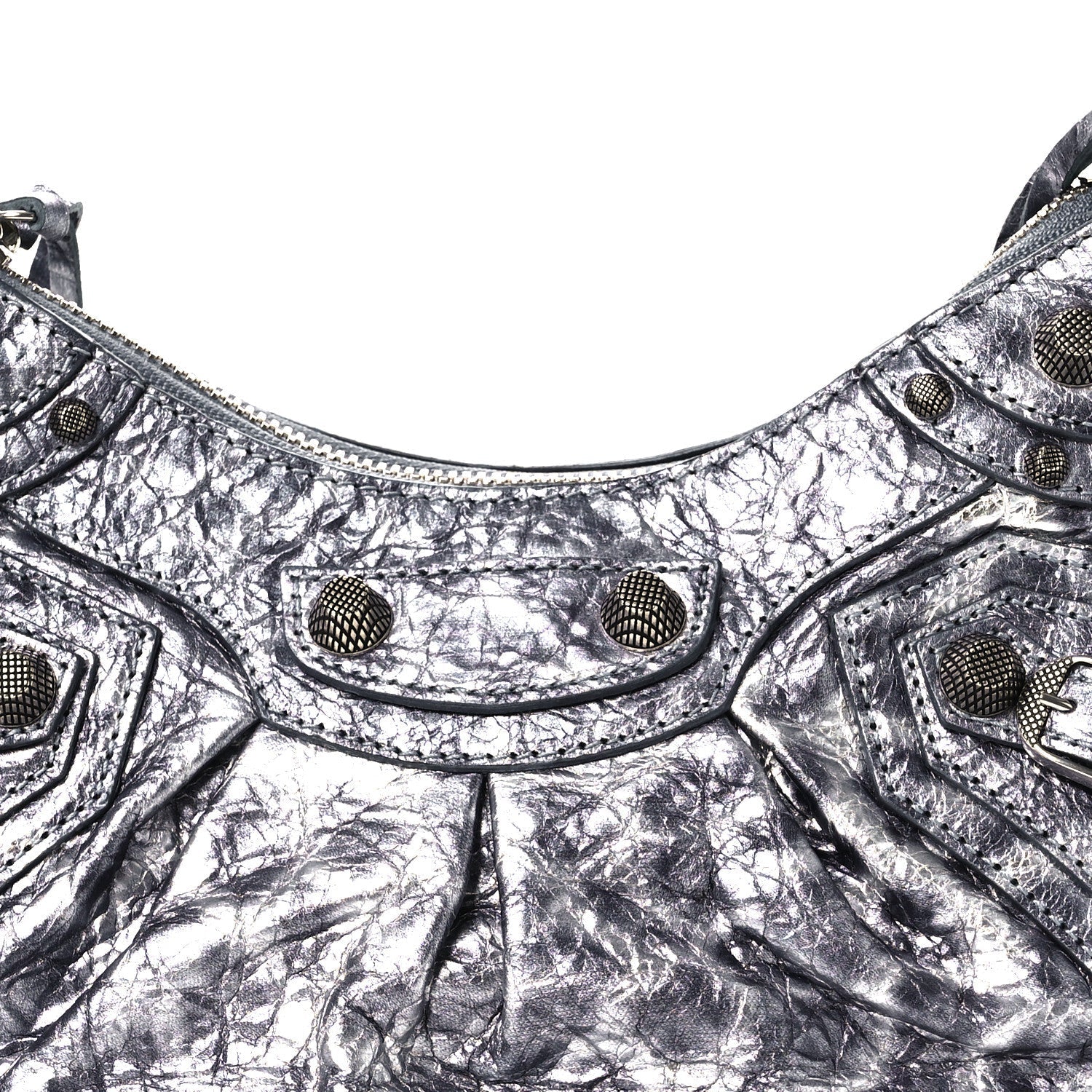 Metallic Agneau Arena Leopard Le Cagole Shoulder Bag XS Dark Grey