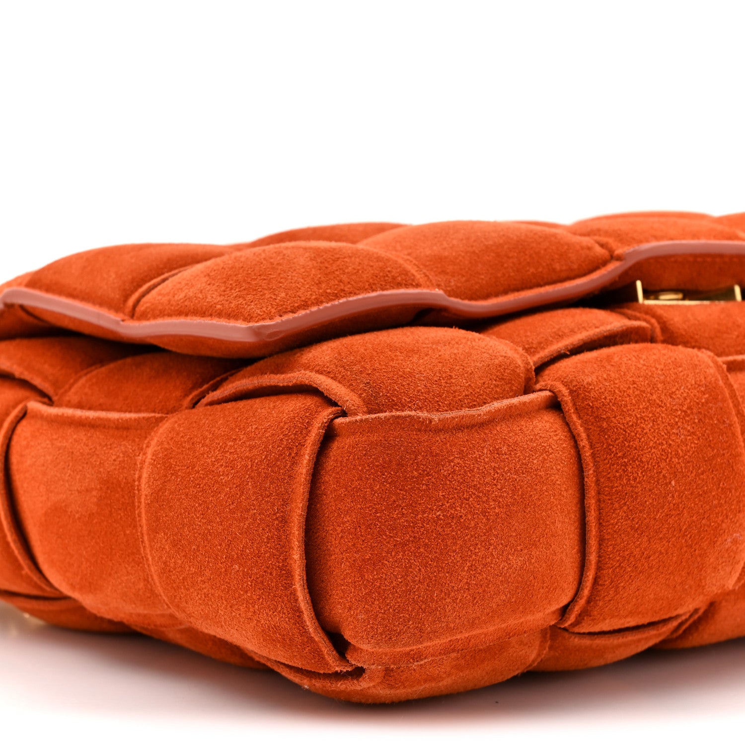 Suede Maxi Intrecciato Padded Chain Cassette Crossbody Bag Maple