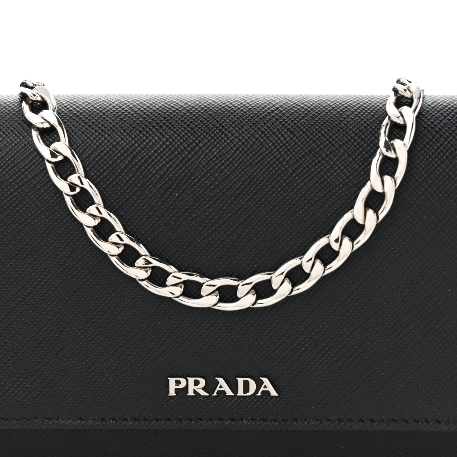 Saffiano Bi-Color Wallet On Chain Black Fuoco