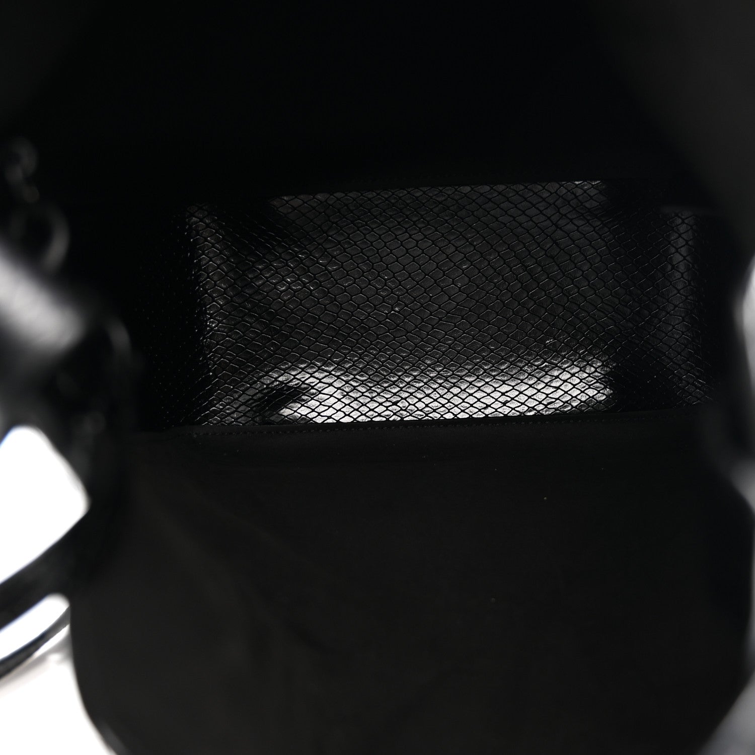 Extra Supple Calfskin Snakeskin Embossed Calfskin Small Tool 2.0 North-South Tote Black