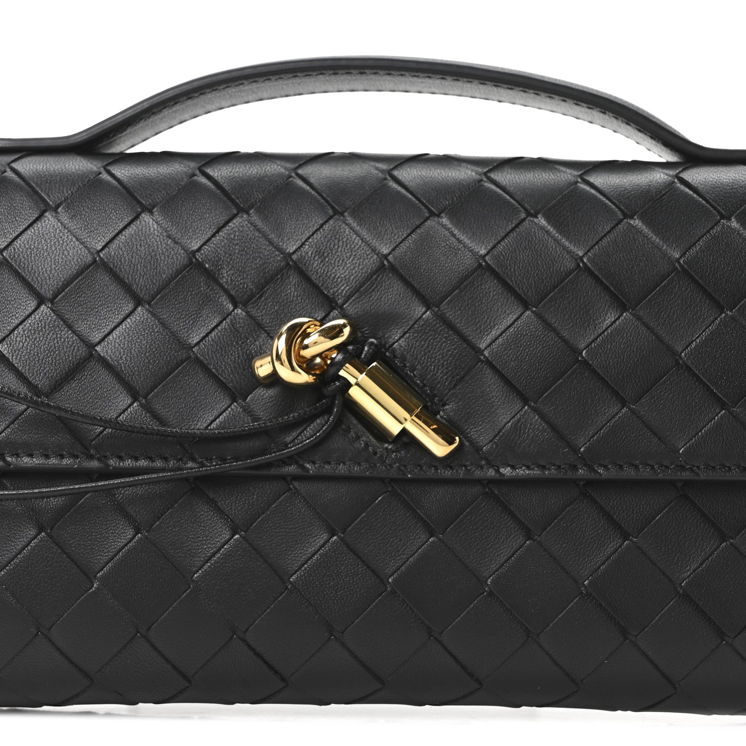 Nappa Intrecciato Long Andiamo Top Handle Clutch Black