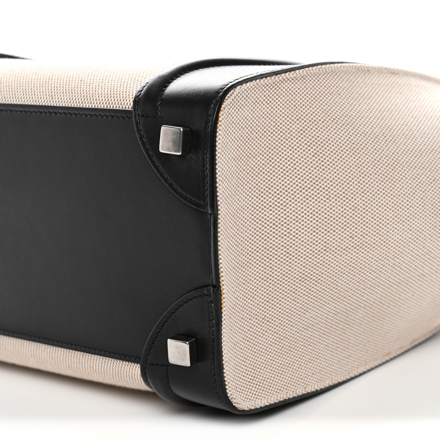 Textile Smooth Calfskin Micro Bi-Color Luggage Natural