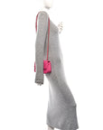 Lambskin Chevron Quilted Mini Square Flap  Pink