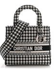 Canvas Houndstooth Embroidered Medium Lady D-Lite Black White