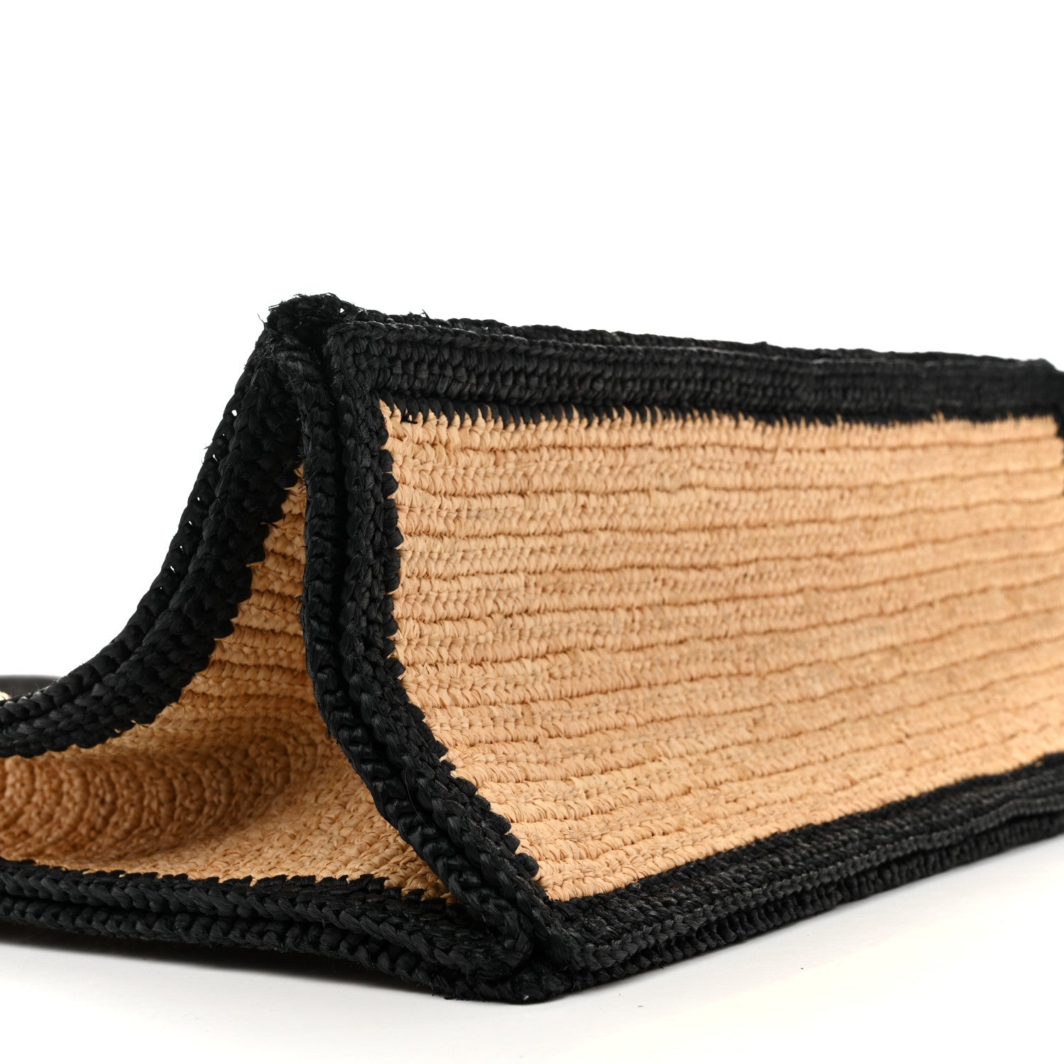 Raffia Calfskin Rive Gauche Tote Naturale Black