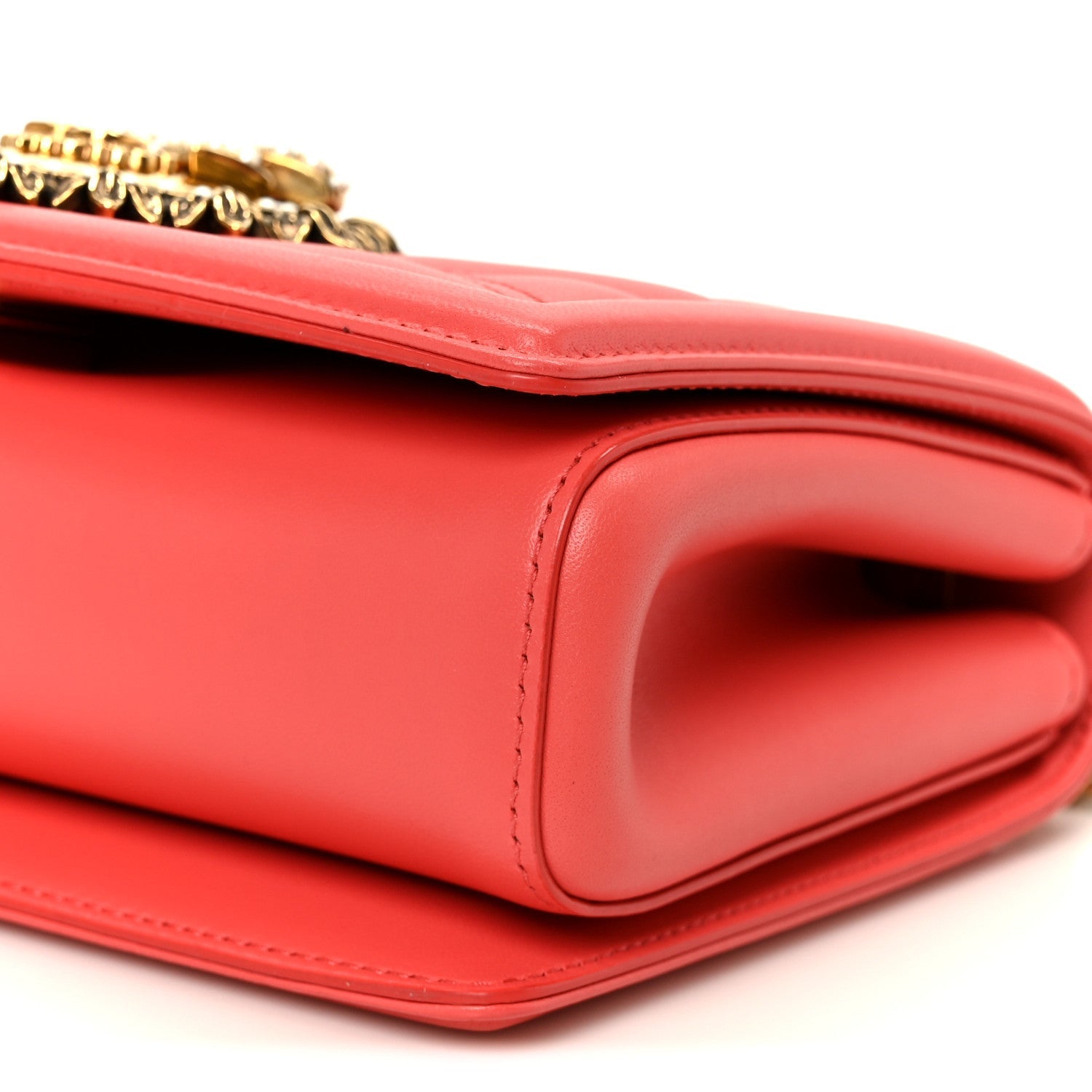 Lambskin Medium Devotion Crossbody Bag Corallo