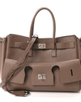 Smooth Calfskin Small Bel Air Carry All Bag Dark Taupe